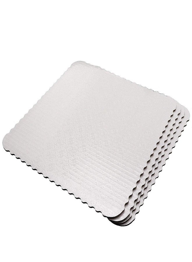 O'CREME White-Top Scalloped Square Cake Board 3/32 Inch Thick, 10 Inch x 10 Inch - Pack of 10 - Image 3