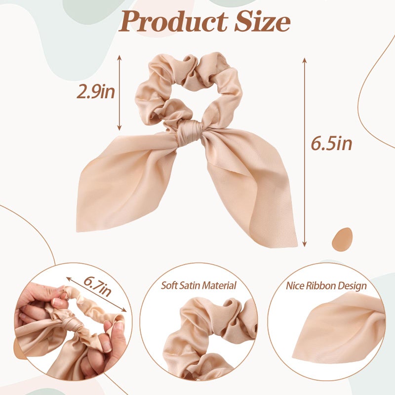 Glaudmeiss 6 PCS Small Silk Scrunchies, Hair Ties with Knotted Bows, Satin Hair Ribbons Elastic Hair Ties for Women Girls - Image 4