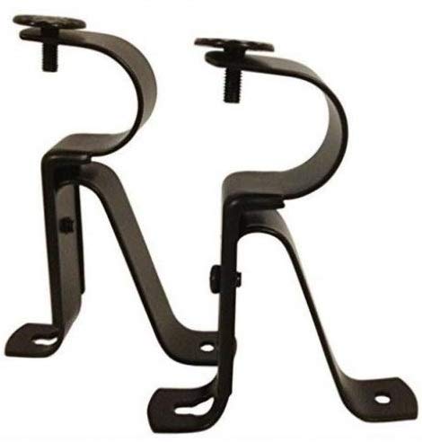 TEJATAN Curtain Rod Brackets - Black (Set of 2) -Adjustable (Also known as - Curtain rod Holder / Bracket for Drapery rod / Window Drapery rod bracket set for Draperies / adjustable curtain rod brackets) - Image 1