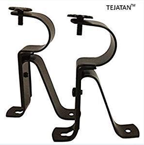 TEJATAN Curtain Rod Brackets - Black (Set of 2) -Adjustable (Also known as - Curtain rod Holder / Bracket for Drapery rod / Window Drapery rod bracket set for Draperies / adjustable curtain rod brackets) - Image 5
