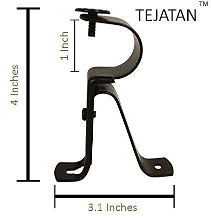 TEJATAN Curtain Rod Brackets - Black (Set of 2) -Adjustable (Also known as - Curtain rod Holder / Bracket for Drapery rod / Window Drapery rod bracket set for Draperies / adjustable curtain rod brackets) - Image 3