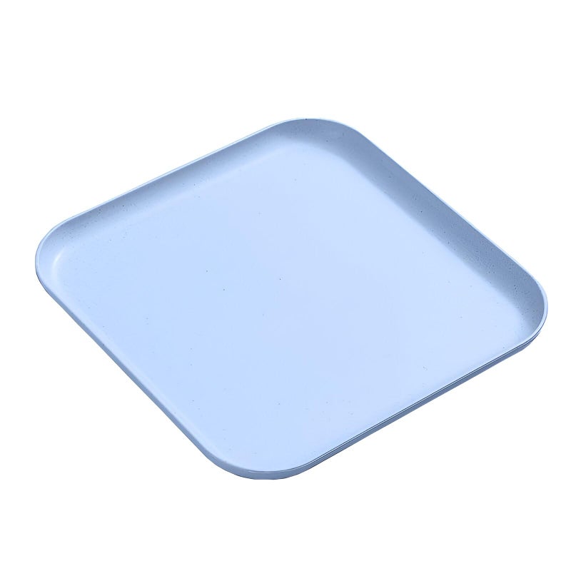 Amillee Wheat Straw Snack Trays Square Serving Platter, Microwave & Dishwasher Safe Tray Unbreakable Lunch Tray for Veggie Fast Food (Pack of 1, Nordic Blue) - Image 1