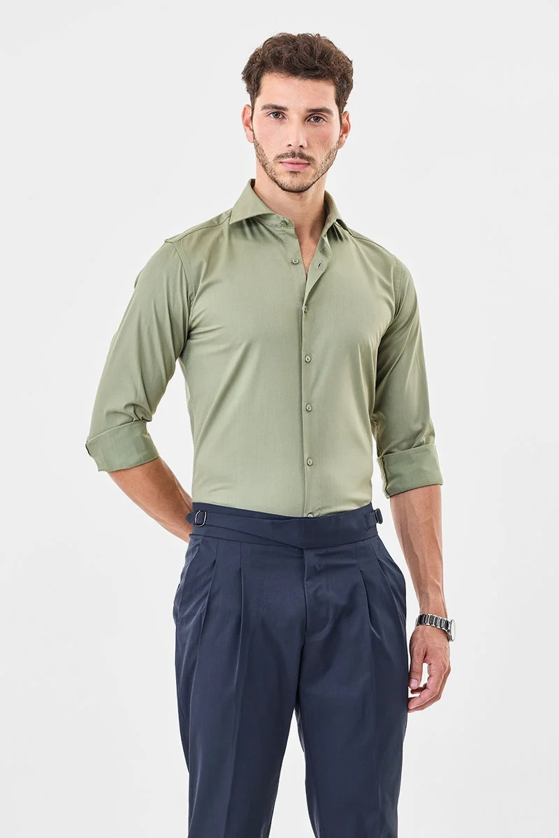 سنيتش قميص فاخر بقصة ضيقة قابلة للتمدد