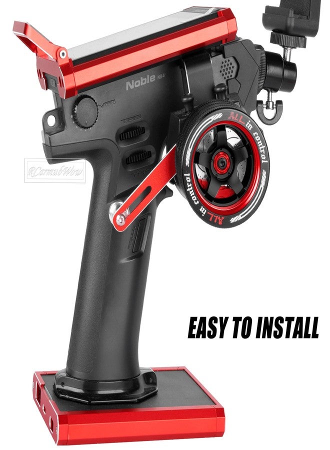 RCarmubWow RC Transmitter Hand Wheel Upgrades Parts for MT4 MT5 M12 M17,FUTABA 4PX 7PX 10PX,Flysky Noble NB4,WFLY X9,Metal RC Hand Wheel Steering,Red - Image 3