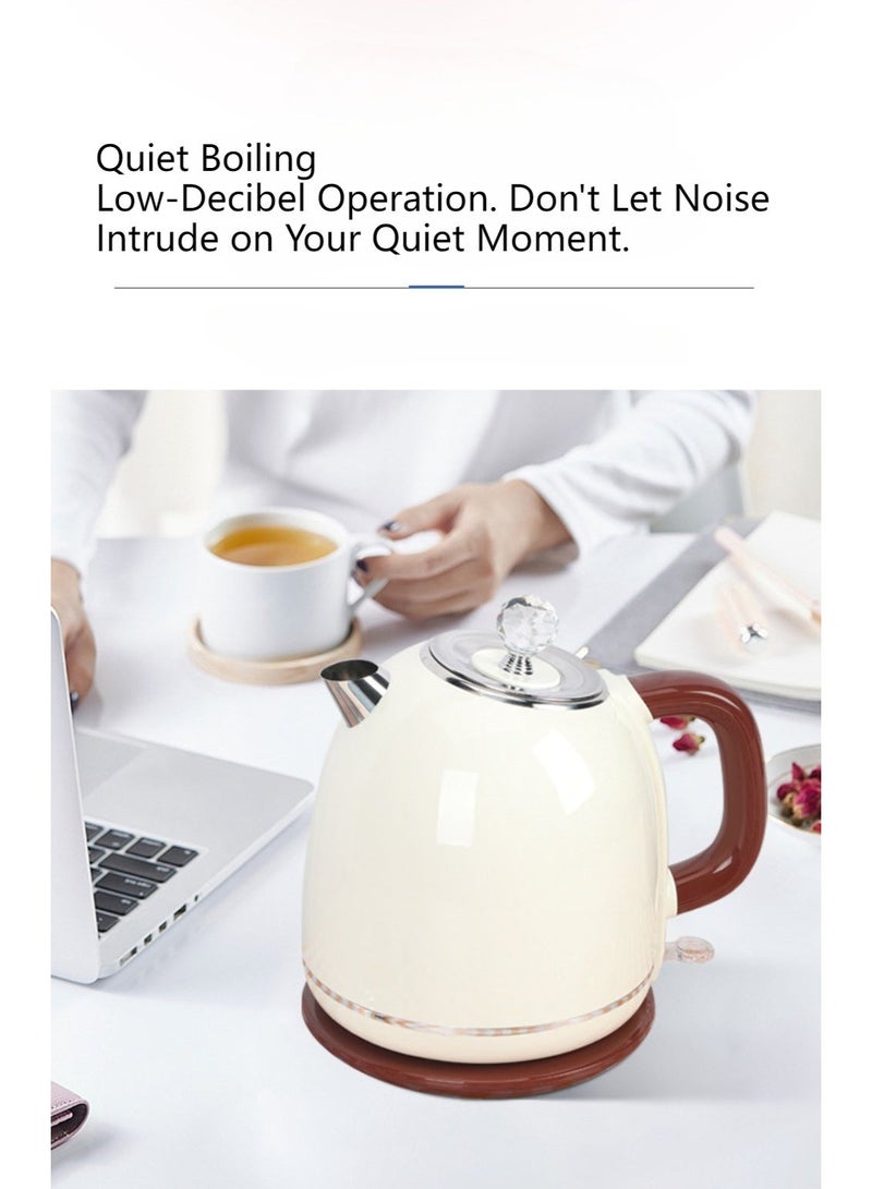Upgraded Double Wall  1800W 1.7L Retro Electric Kettle, 304 Stainless Steel, Fast Boiling, Anti-Scald, Auto Shut-Off  Dry Burn Protection, for Home  Office Use - Image 3
