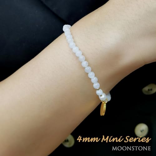 Morchic 4mm Natural Moonstone Gemstone Beads Stretch Bracelet for Women, With Freshwater Pearls, Energy Gem Birthday Gift for Her 7.2” - Image 3