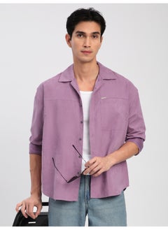 Beyoung Bright Lilac Front Yoke Suede Shirt  - Image 3