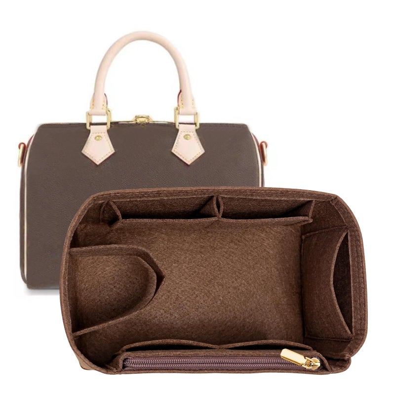 LOUKAYCCI Purse Organizer Inserts for Speedy 30 Felt Purse Inserts HandBag and Tote bag Neverful Organizer Insert (Brown New,Large) - Image 1