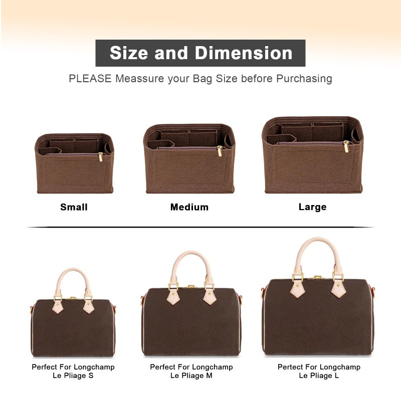 LOUKAYCCI Purse Organizer Inserts for Speedy 30 Felt Purse Inserts HandBag and Tote bag Neverful Organizer Insert (Brown New,Large) - Image 3