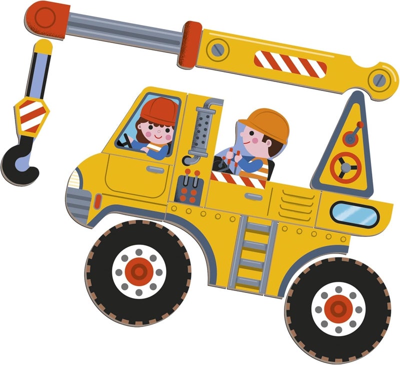 Janod - MagnÃ©ti'Book Construction Site Vehicles - Magnetic Educational Game 50 Magnets + 18 Models - Cardboard Children's Toy - Develops Dexterity and Imagination - from 3 Years Old - J02526 - Image 5