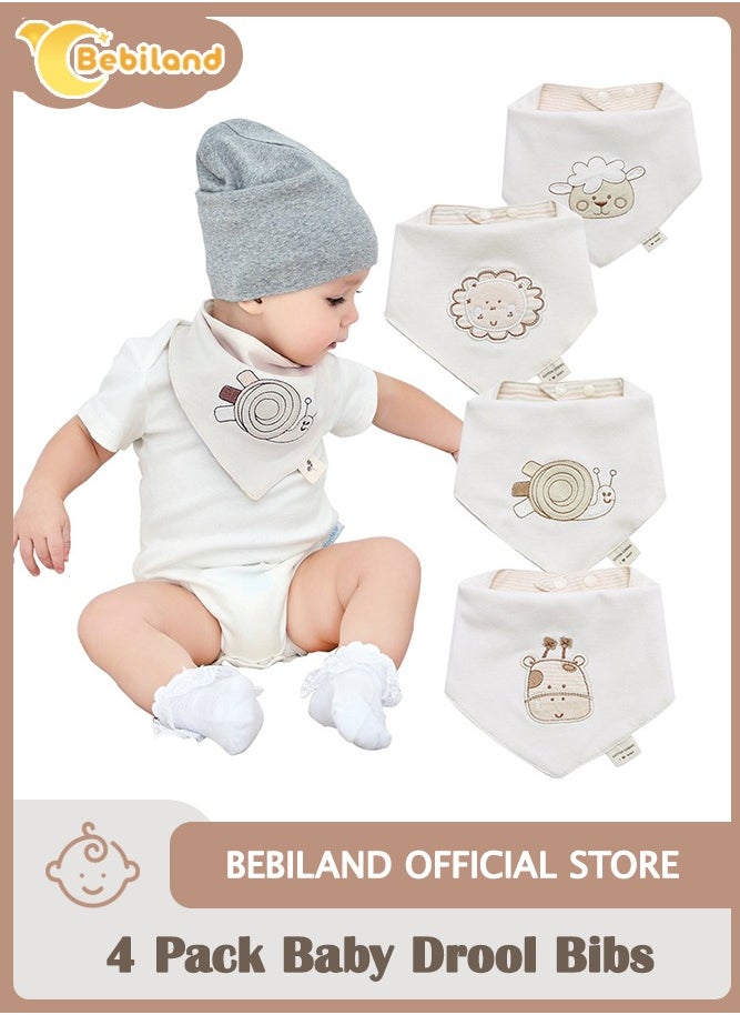 Bebiland 4 Pack Baby Bandana Drool Bibs, Funny Soft Cute Unisex Baby Teething Bibs and Embroidery Gender Neutral Bibs for Newborns, Infants and Toddlers  - Image 1