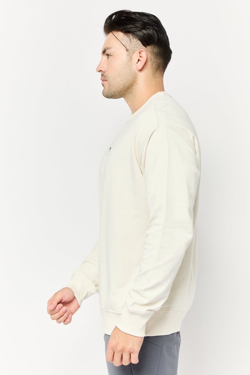 Reebok Men Sportswear Fit Long Sleeves Outdoor Sweatshirt, Cream - Image 3
