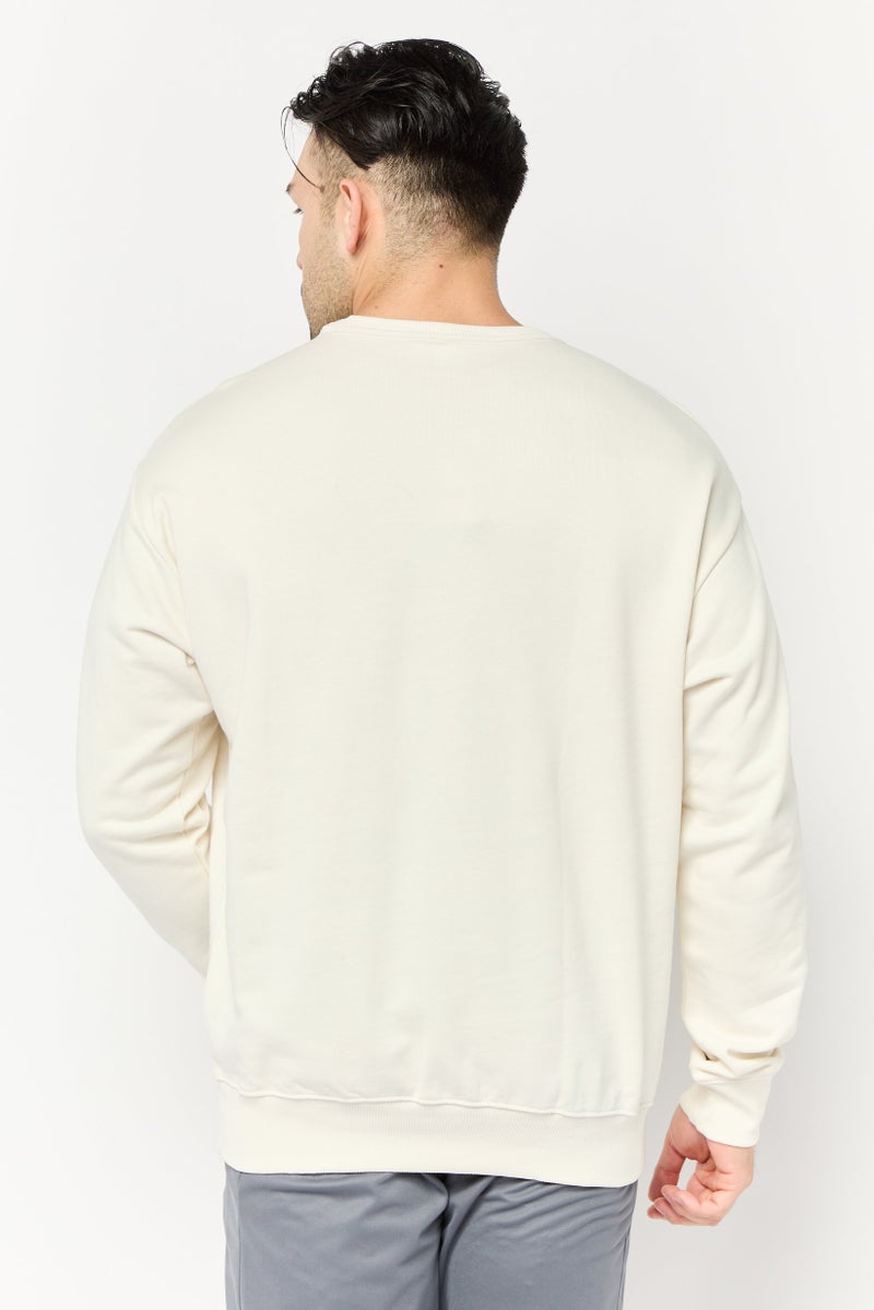 Reebok Men Sportswear Fit Long Sleeves Outdoor Sweatshirt, Cream - Image 4