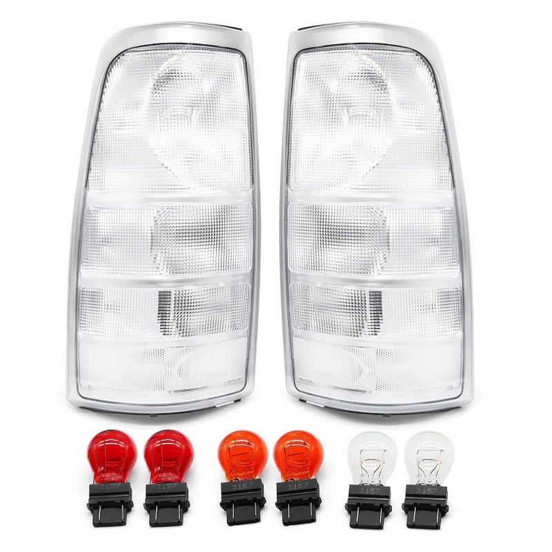 Jecoupoon Pair Clear Tail Light Assembly Compatible with 1999-2002 Silverado 1500 2500/1999-2007 Sierra 1500 2500 3500 White Taillights Tail Lamp - Image 1
