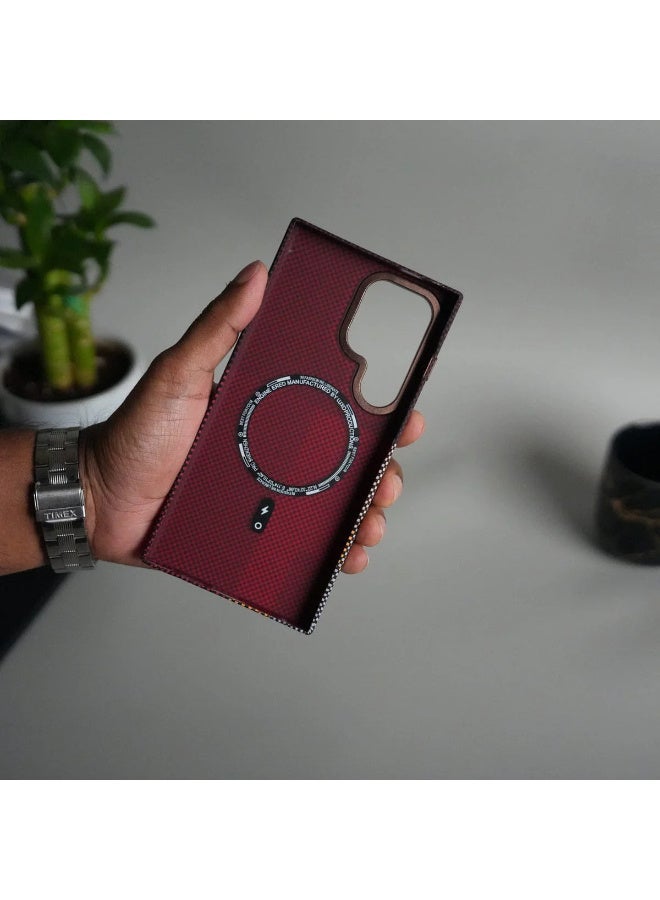 Case for Samsung Galaxy S26 Ultra 6.9" Case Compatible with Wireless Charger| UltraGaurd Aramid Fiber Woven Cover with a Caseless Feel | Thin, Light & Protective Case (Tec Red) - Image 2