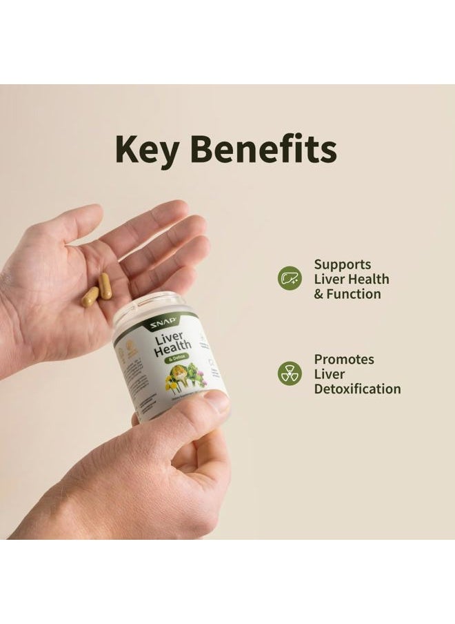 SNAP SUPPLEMENTS - Liver & Detox Support Supplement with Milk Thistle and Dandelion Leaf Extract, Vitamins, Herbs and Antioxidants Supplement for Liver Support and Digestive Health, 60 Capsules - Image 1