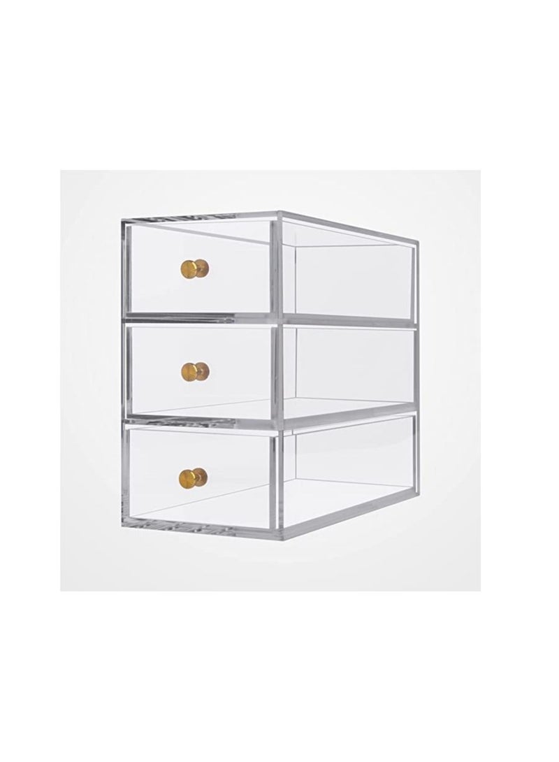 Creative Planet Acrylic Storage Organizer Drawers for Cosmetics, Sunglasses, Makeup, Thoughtful Valentine Gift for Women (3 Level M) - Image 1