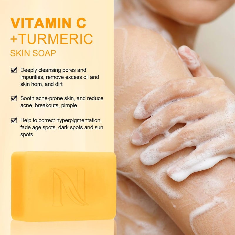 Neutriherbs Turmeric Soap for Face Body529 oz 1 BarBrightening Vitamin C Soap Bar for Acne Uneven Skin Tone Cleansing Natural Soap - Image 4
