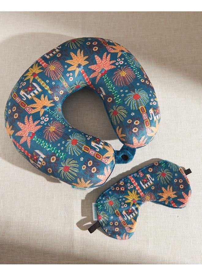Chumbak Resort Life Travel Pillow with Plush Eye Mask - Image 1
