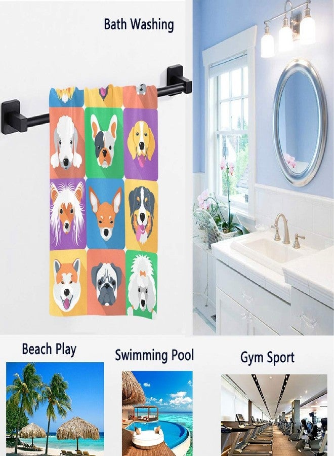 Naanle Cute Dogs Icon Print Soft Bath Towel Highly Absorbent Large Hand Towels Multipurpose for Bathroom, Hotel, Gym and Spa (16 x 30 Inches) - Image 2