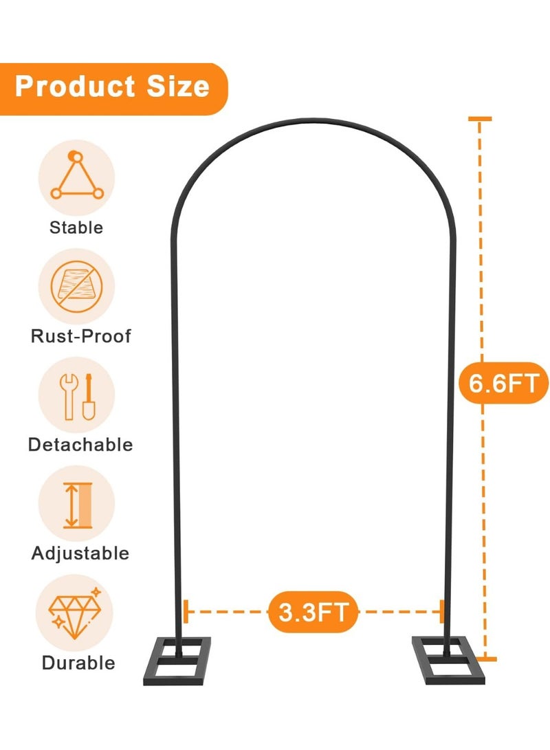 Jorunb 6.6 FT Wedding Arch Backdrop Stand Metal Backdrop Stand for Wedding Ceremony Birthday Party Bridal Baby Shower Photo Booth Garden Floral Balloon Arch Decoration Black - Image 4
