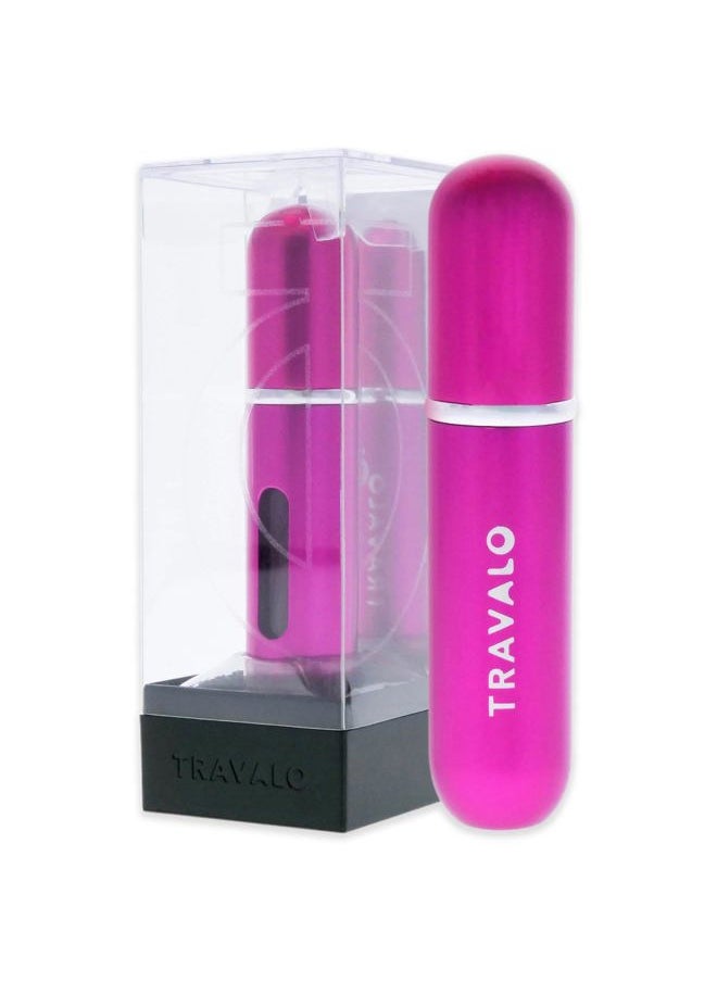 Travalo Classic Perfume Atomizer - U refill system - Elegant Metal Travel Atomiser - TSA Flight Approved Portable Mini Refillable Empty spray Bottle - Glass-free Scent Pump Case - Pink 0.17 oz / 5ml  - Image 4