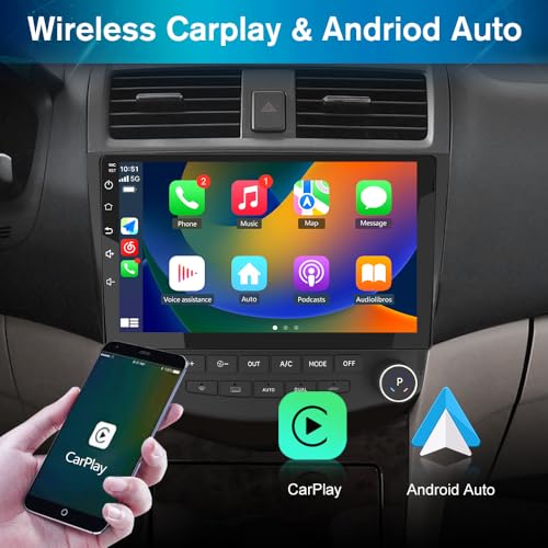 AWESAFE راديو سيارة AWESAFE ستيريو 2+64GB شاشة تعمل باللمس 10 بوصة لهوندا أكورد 7 2003 2004 2005 2006 2007 مع CarPlay و Android Auto - Image 3
