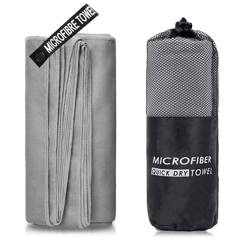 Quick Dry Microfiber Travel Towel 40x80cm Light Grey - Skin-friendly Compact Design With Carry Bag & Hang Loop, Ultra Absorbent Microfiber Camping Towel for Camping, Gym, Beach Outdoor Activities - Image 1