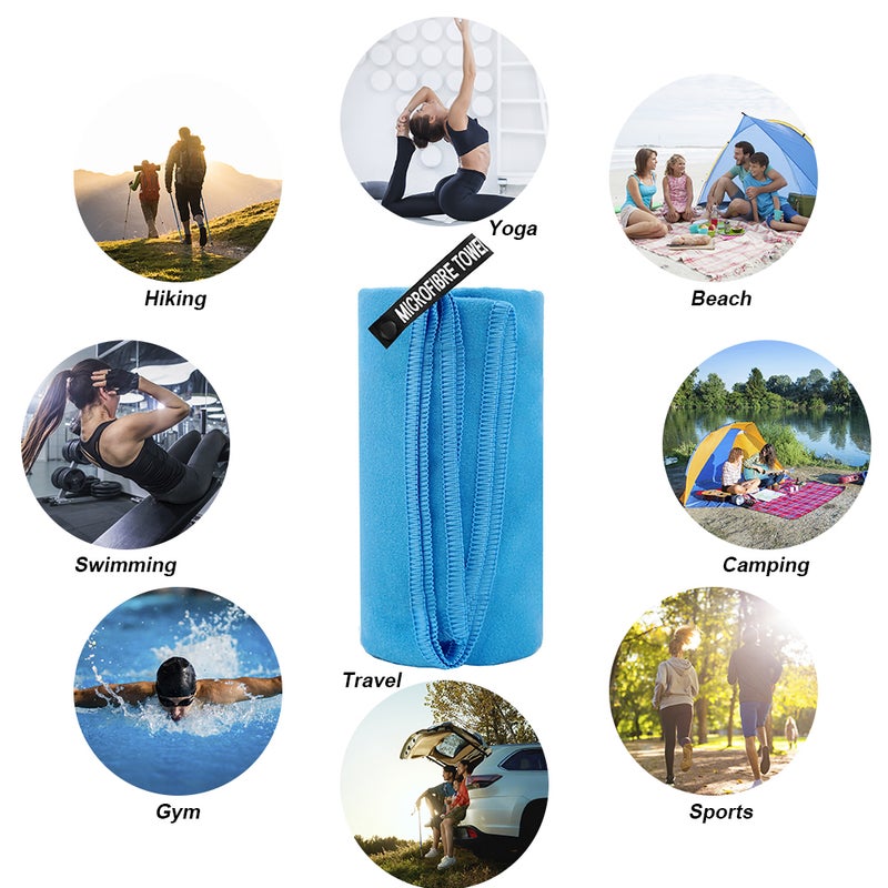 Quick Dry Microfiber Travel Towel 40x80cm Light Grey - Skin-friendly Compact Design With Carry Bag & Hang Loop, Ultra Absorbent Microfiber Camping Towel for Camping, Gym, Beach Outdoor Activities - Image 2