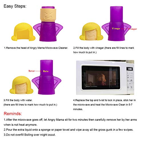 Aivwis Angry Mom Microwave Cleaner, Mad Mama Microwave Steam Cleaner, Just Add Vinegar and Water, Easily Cleans the Crud in Minutes (Purple) - Image 5