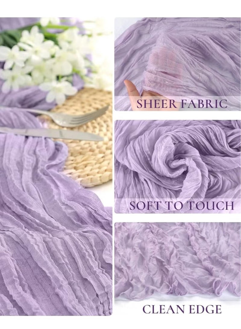 Translucent Table Runner Chessian Tablecloth for Wedding Reception Bridal Shower Party Decoration Table Centerpiece 90*340cm Purple  - Image 4