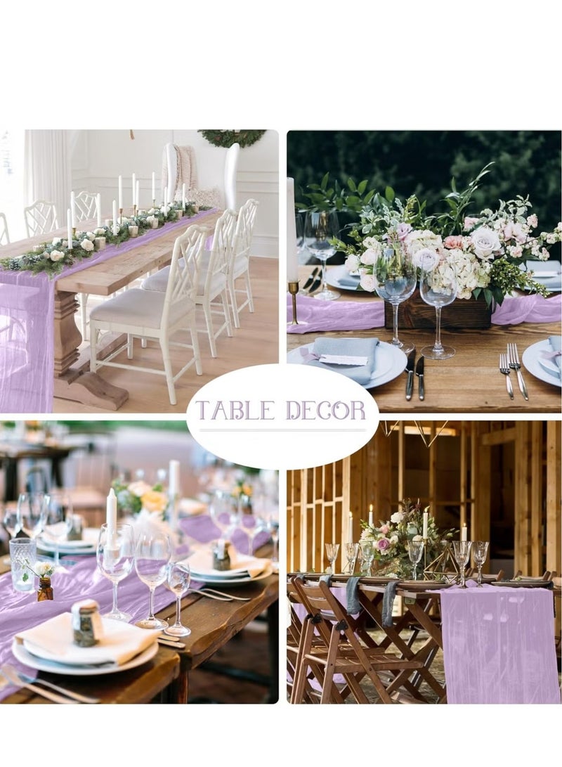 Translucent Table Runner Chessian Tablecloth for Wedding Reception Bridal Shower Party Decoration Table Centerpiece 90*340cm Purple  - Image 2