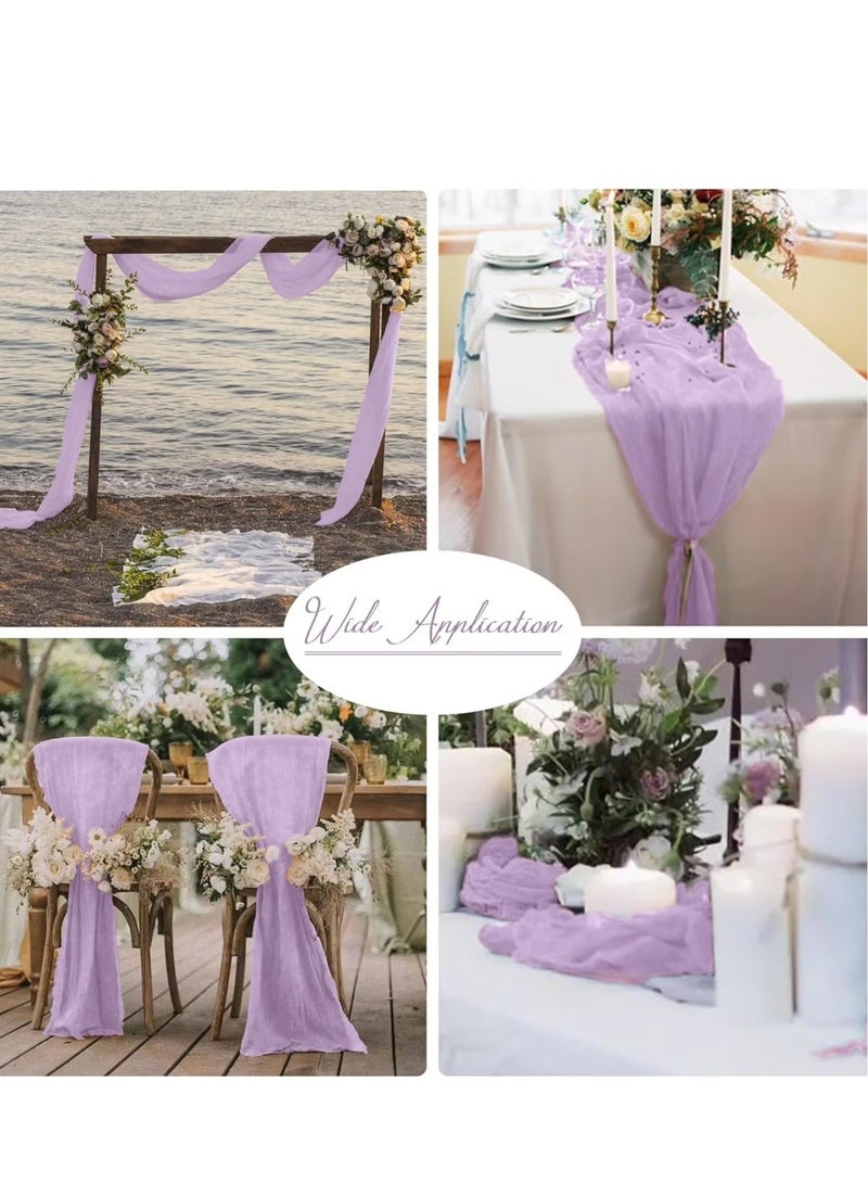 Translucent Table Runner Chessian Tablecloth for Wedding Reception Bridal Shower Party Decoration Table Centerpiece 90*340cm Purple  - Image 5