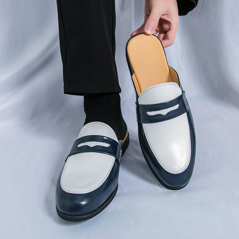 Trendy Half-Slippers For Men Without Heels, Lazy Pointed Leather Shoes, British Style Baotou Half-Slippers 46 - Image 3