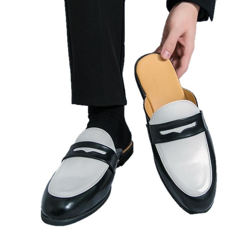 Trendy Half-Slippers For Men Without Heels, Lazy Pointed Leather Shoes, British Style Baotou Half-Slippers 46 - Image 5