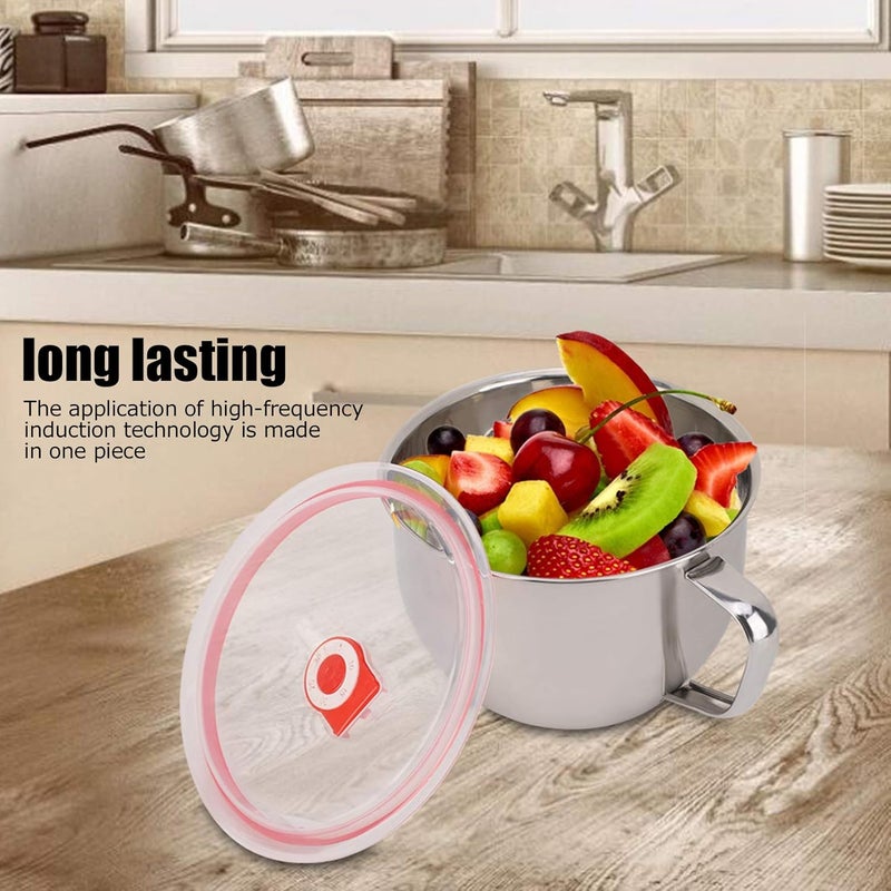 cheekyglo Bowl with Lid and Handle, 44oz Stainless Steel Salad Bowl, Soup Bowls Lunch Box Container for Home, School, Dorm, Office and Picnic - Image 2