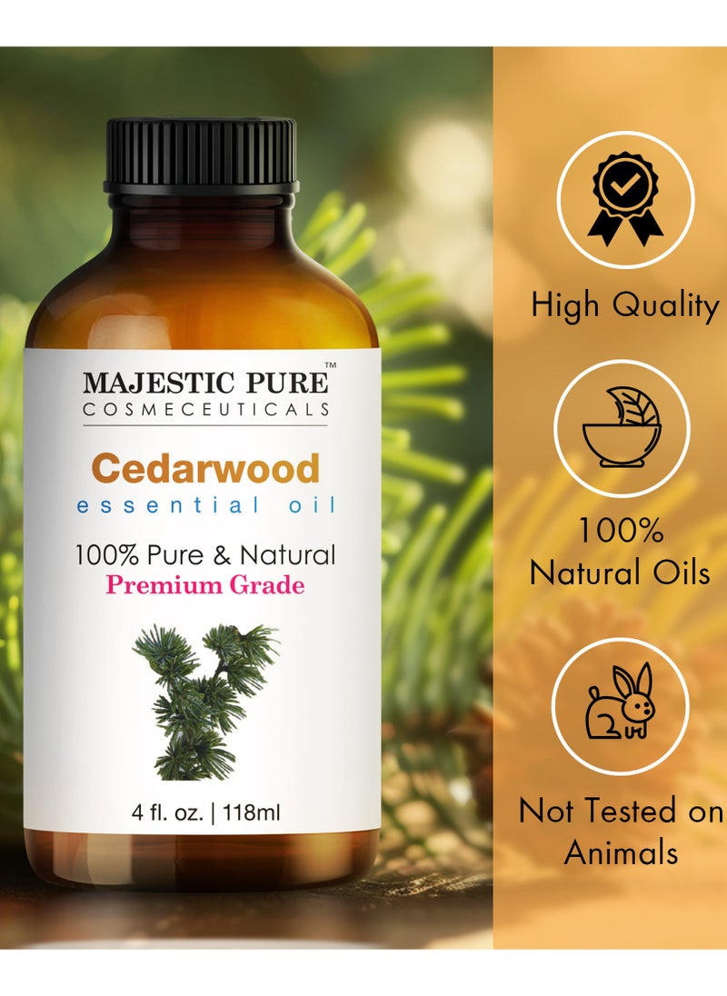 Majestic Pure - Cedarwood Essential Oil - 118 ml | 100% Pure and Natural | Premium Grade Essential Oils for Aromatherapy, Diffusers, Skin, Massage and Humidifiers | - Image 1