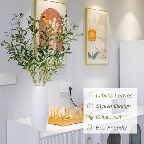 Heleze 39 Inch Artificial Olive Branch Greenery Stems Fake Plants with 222 Leaves for Vase Faux Olive Branches Home Decor Indoor 2PCS - Image 4