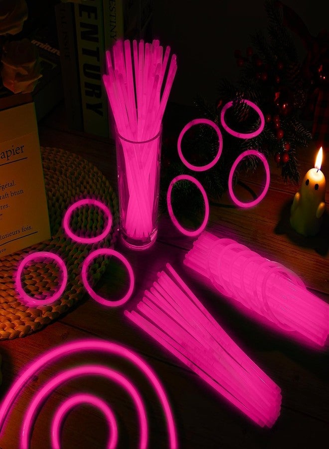 Taikula 200 Pack 8'' Glow Sticks Bulk Party Favors Pink Light Up Sticks with Connectors Neon Glow in the Dark Party Supplies Bracelets for Holiday Birthday Party Decoration(Pink) - Image 4