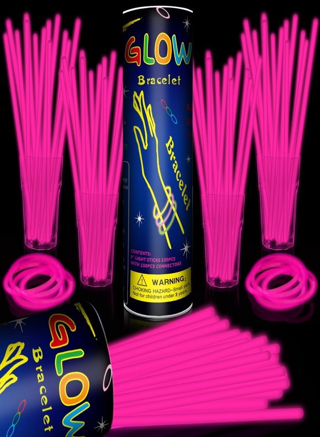 Taikula 200 Pack 8'' Glow Sticks Bulk Party Favors Pink Light Up Sticks with Connectors Neon Glow in the Dark Party Supplies Bracelets for Holiday Birthday Party Decoration(Pink) - Image 1