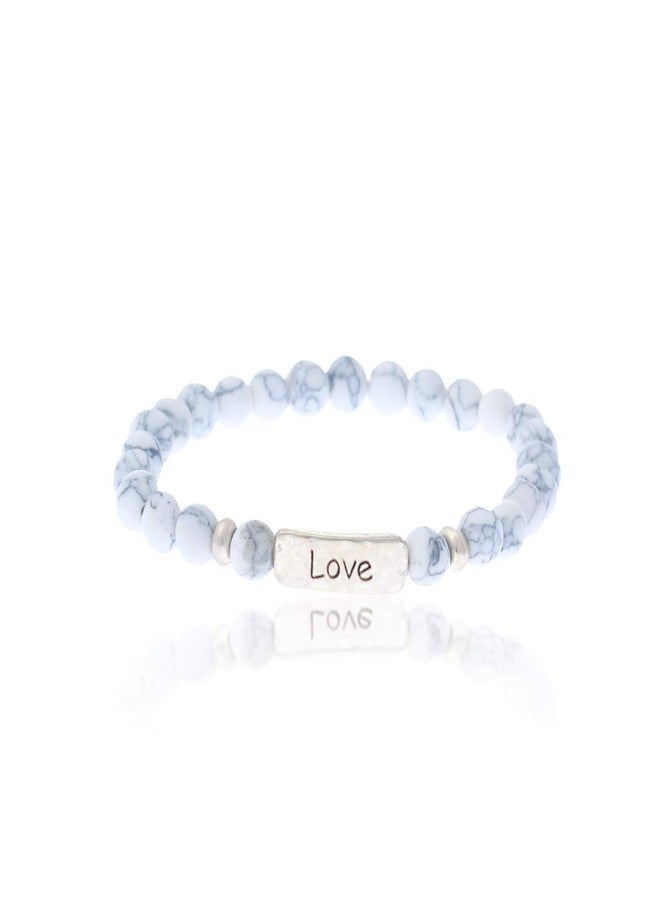 NTLX Christian Bracelets for Women – Love Bracelet – Natural Stone Stretch Prayer Bracelet – Inspirational Message Jewelry - Great Gift White - Image 1