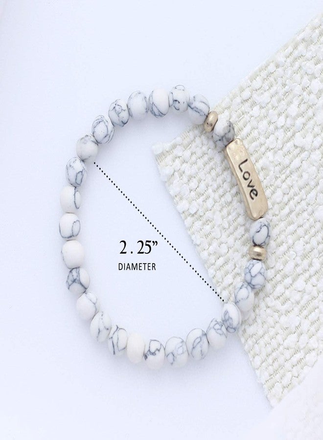 NTLX Christian Bracelets for Women – Love Bracelet – Natural Stone Stretch Prayer Bracelet – Inspirational Message Jewelry - Great Gift White - Image 2