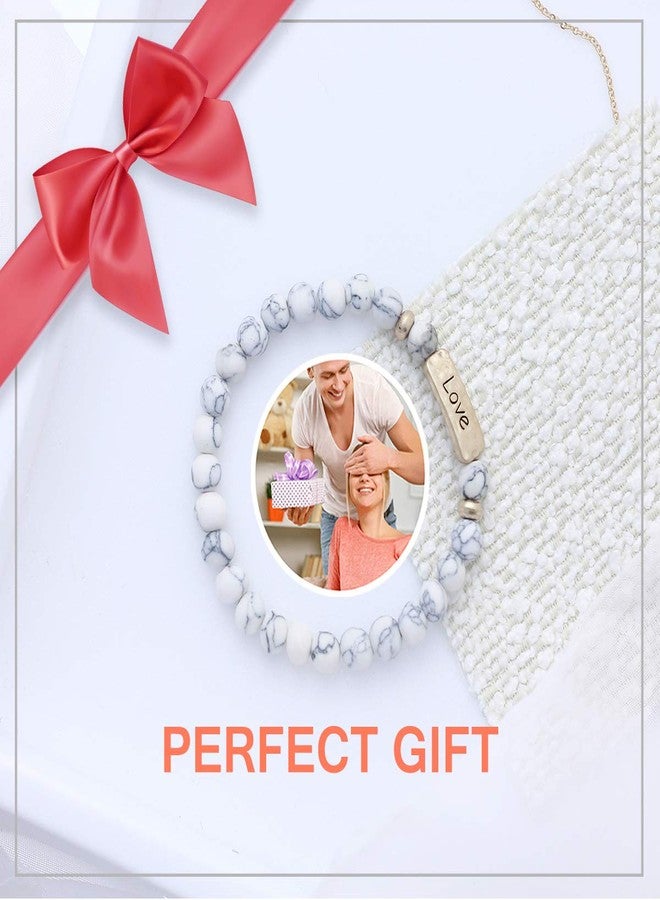 NTLX Christian Bracelets for Women – Love Bracelet – Natural Stone Stretch Prayer Bracelet – Inspirational Message Jewelry - Great Gift White - Image 5