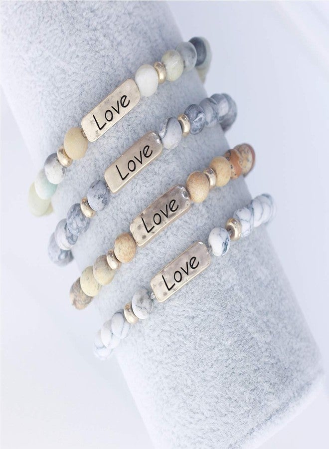 NTLX Christian Bracelets for Women – Love Bracelet – Natural Stone Stretch Prayer Bracelet – Inspirational Message Jewelry - Great Gift White - Image 4