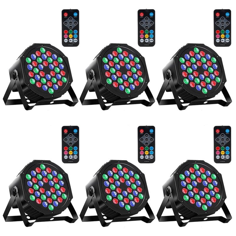 MOSFiATA Par Lights 6 Pack RGB 36LEDs Stage Light Sound Activated DMX Control 7 Lighting Modes with Remote Control for Festival DJ Party Club KTV Disco6 Pack - Image 2