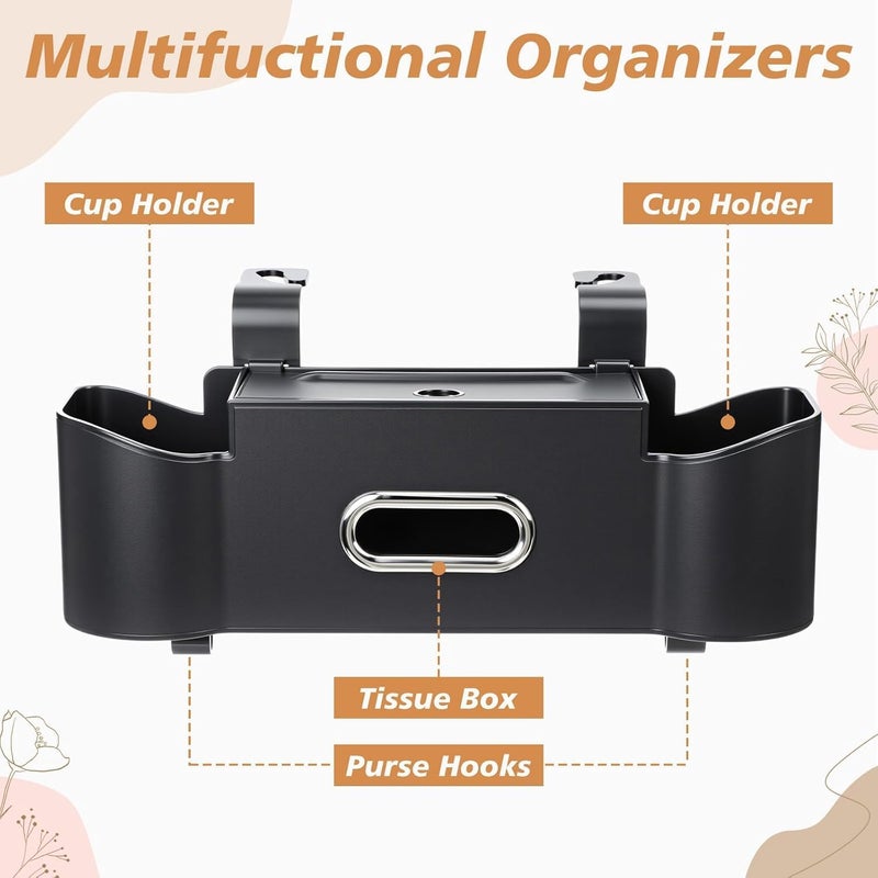 Paporich 3-in-1 Car Organizer and Storage Box with Tissue Holder and Cup Holders - Image 2