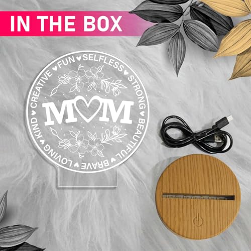 GIFTMEBAZAR Best Mom LED Lamp | Birthday Gift for Mom | Mothers Day Gift | Gift for Mom from Daughter Son | Warm White Light with On/Off Touch Button | USB Powered - Image 4