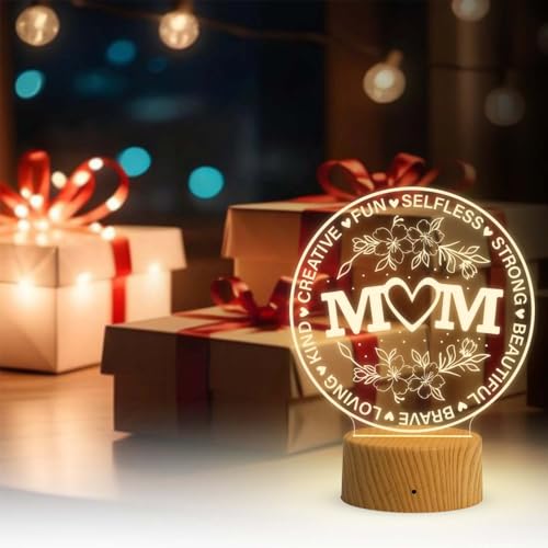 GIFTMEBAZAR Best Mom LED Lamp | Birthday Gift for Mom | Mothers Day Gift | Gift for Mom from Daughter Son | Warm White Light with On/Off Touch Button | USB Powered - Image 3