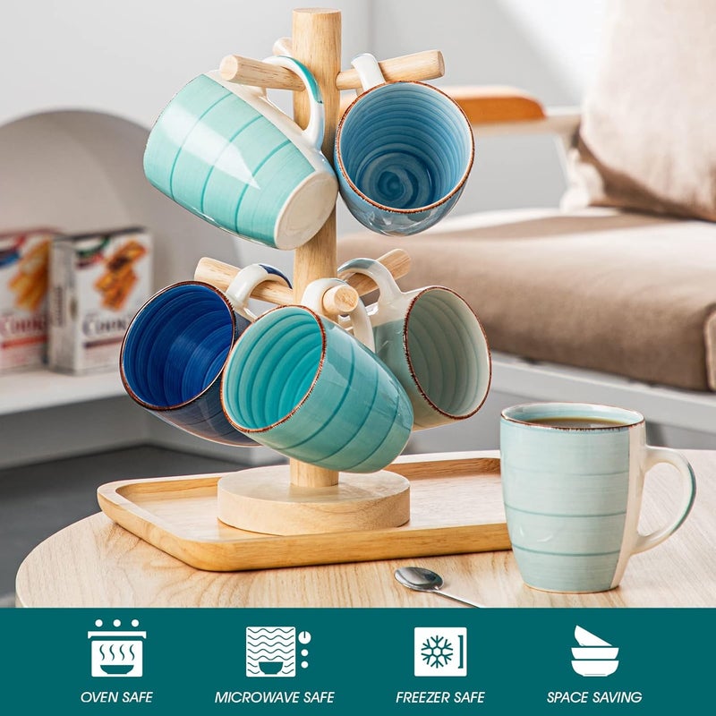 فانكاسو بونيتا طقم من 6 أكواب، أكواب قهوة من الخزف الحجري، أكواب الكاكاو الساخن، متعدد الألوان، 12 أونصة/360 مل - Image 4
