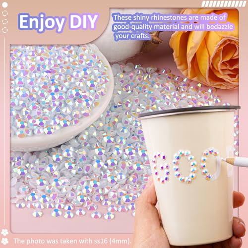 TINKRSTUFF 10000Pcs 2mm Resin Jelly Rhinestones with 1Pcs 10ml B7000 Jewelry Glue for Crafting, White AB Flatback Gems, Bedazzling Crystal Bulk for DIY Crafts Clothing Tumblers Shoes Nail Art Fabric - Image 4